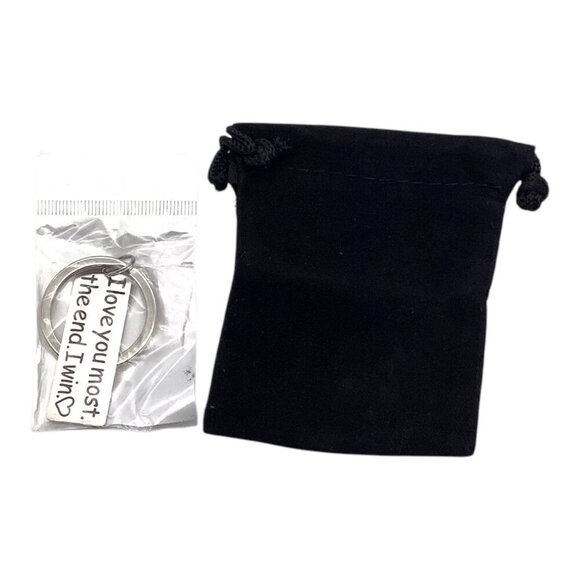 I Love You Most The End I Win Stainless Steel Keychain With Heart - Picture 3 of 4